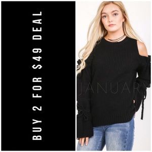 ❄️LAST2️⃣//BLACK COLD SHOULDER SWEATER